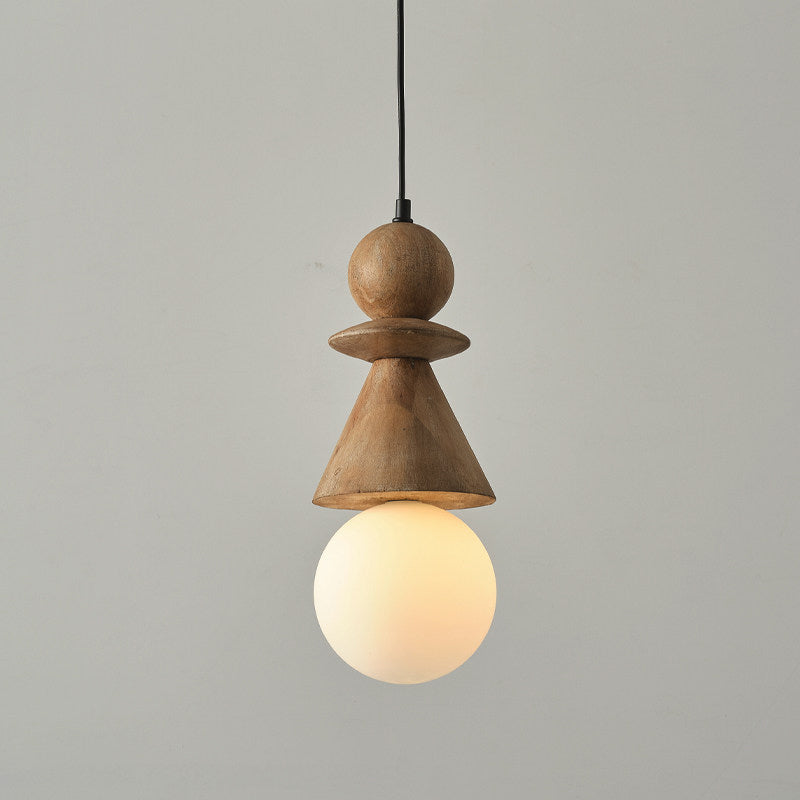 Alderelle gestapelde houten totem hanglamp