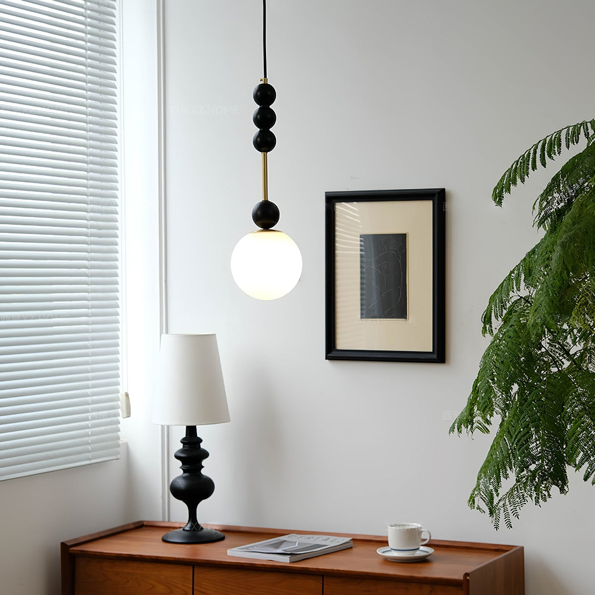 Miraleth Minimalistische hanglamp van walnoot