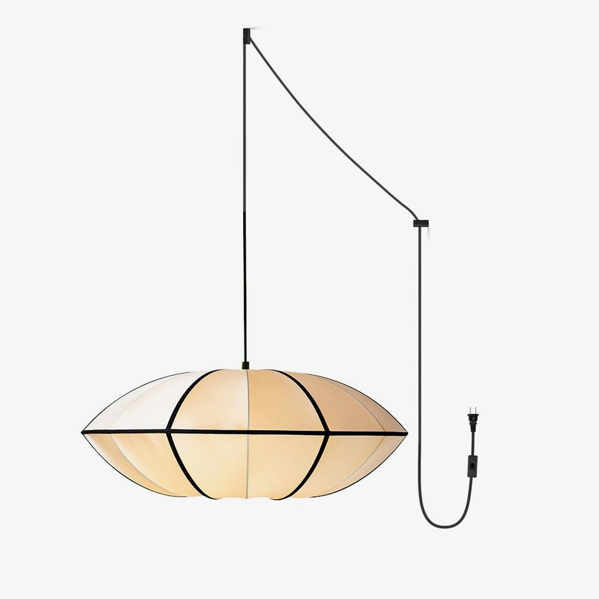 Inez hanglamp van stof met futuristisch ontwerp