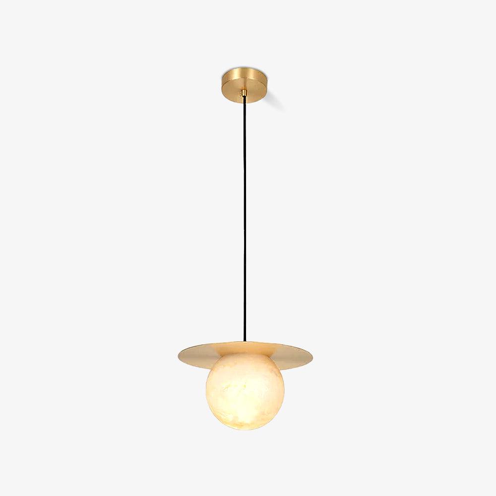 Velar hanglamp met albasten bolvormige kap