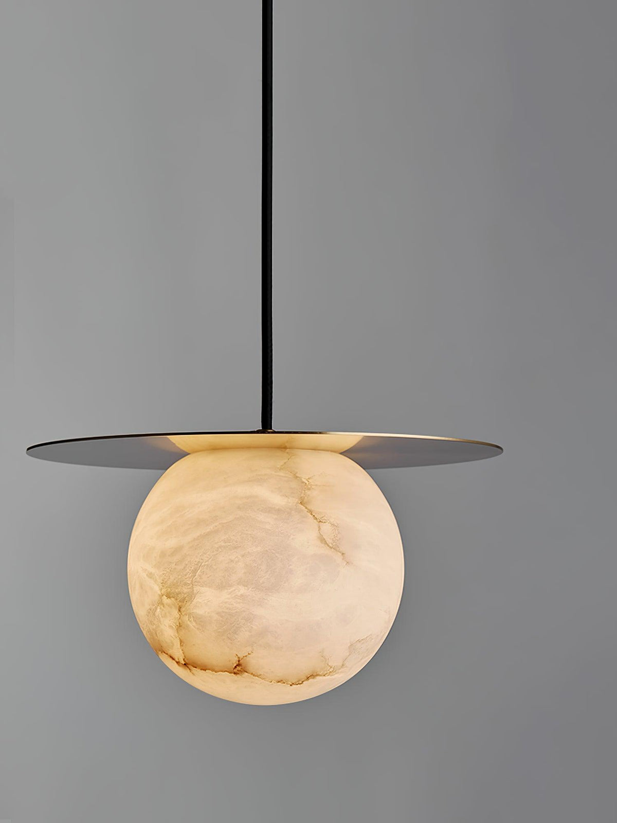 Velar hanglamp met albasten bolvormige kap