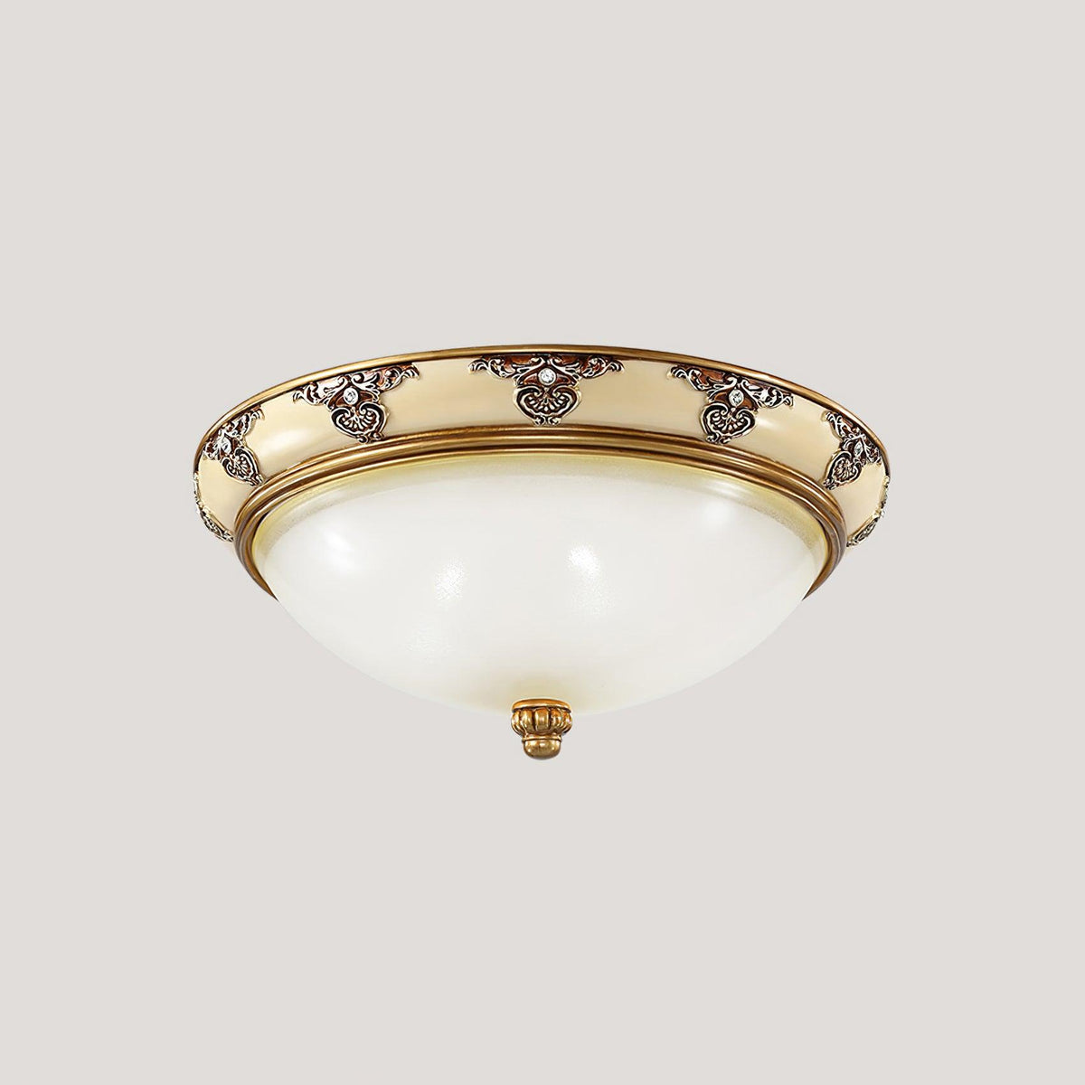 Eiriveon plafondlamp met matglas en antiek beige frame