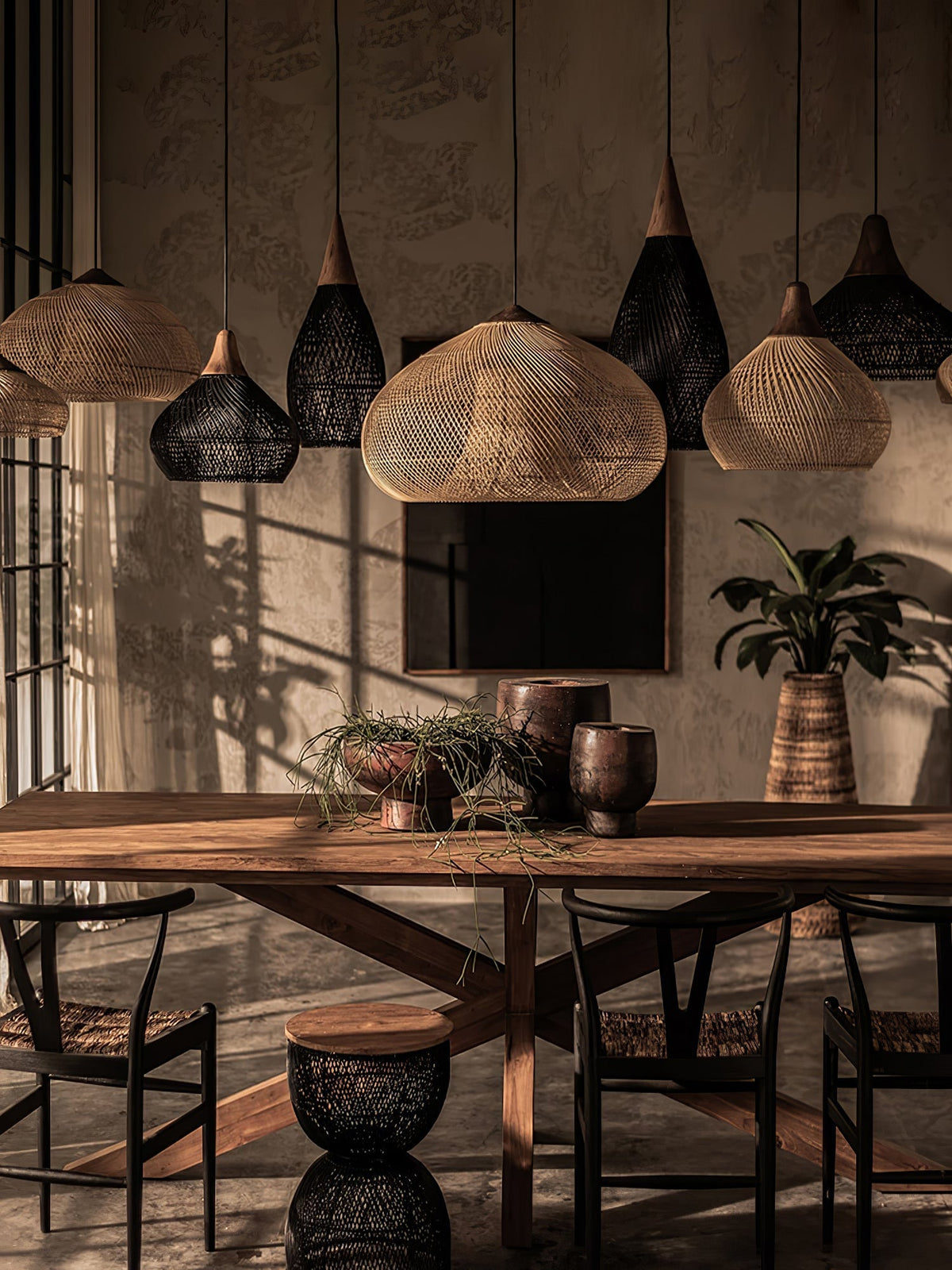 Solavn hanglamp van rotan en hout