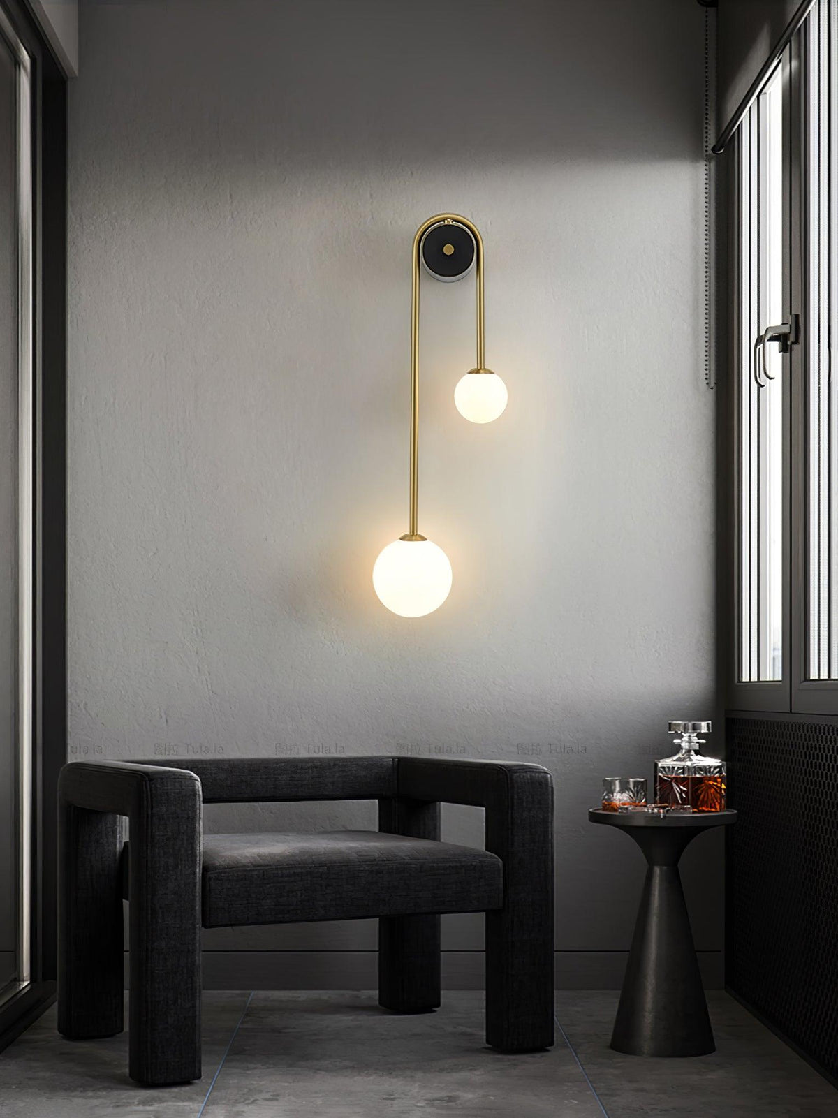 Teveny moderne minimalistische wandlamp van messing met glazen kap