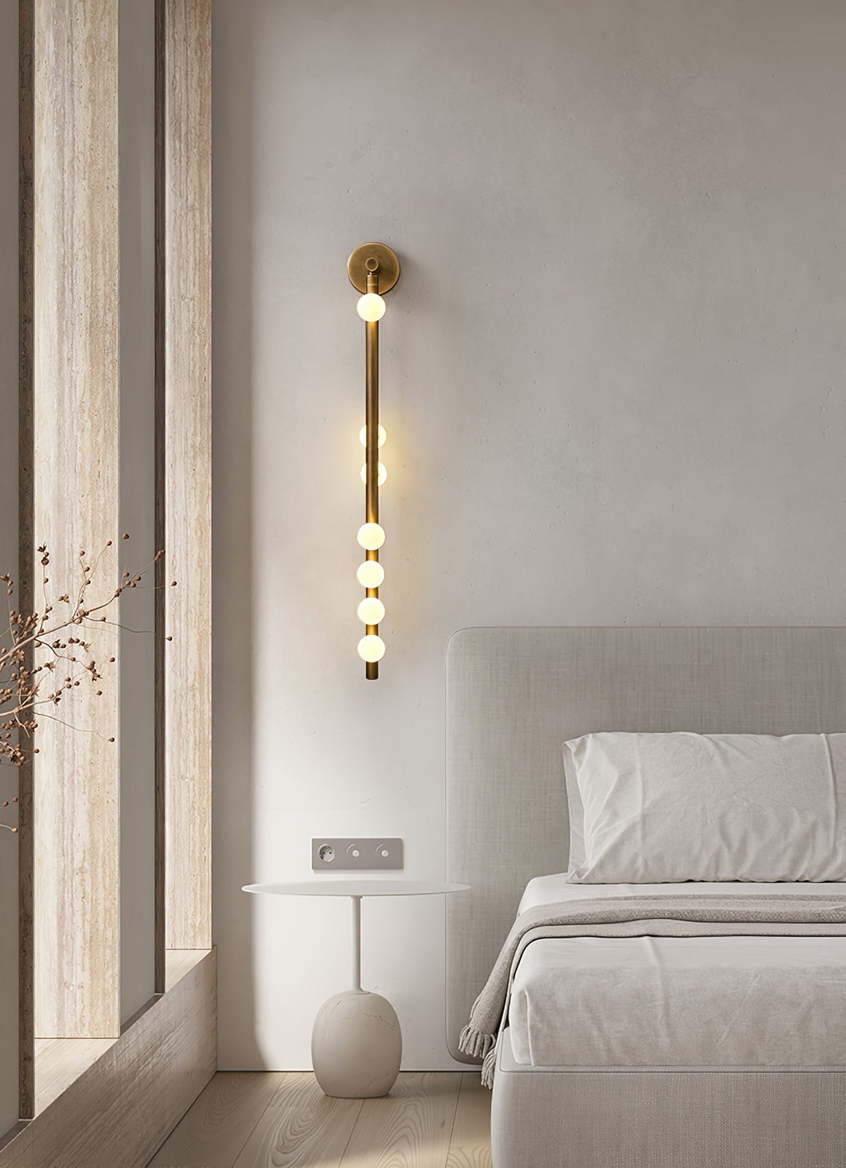 Pamela Tube met stekker messing glas wandlamp