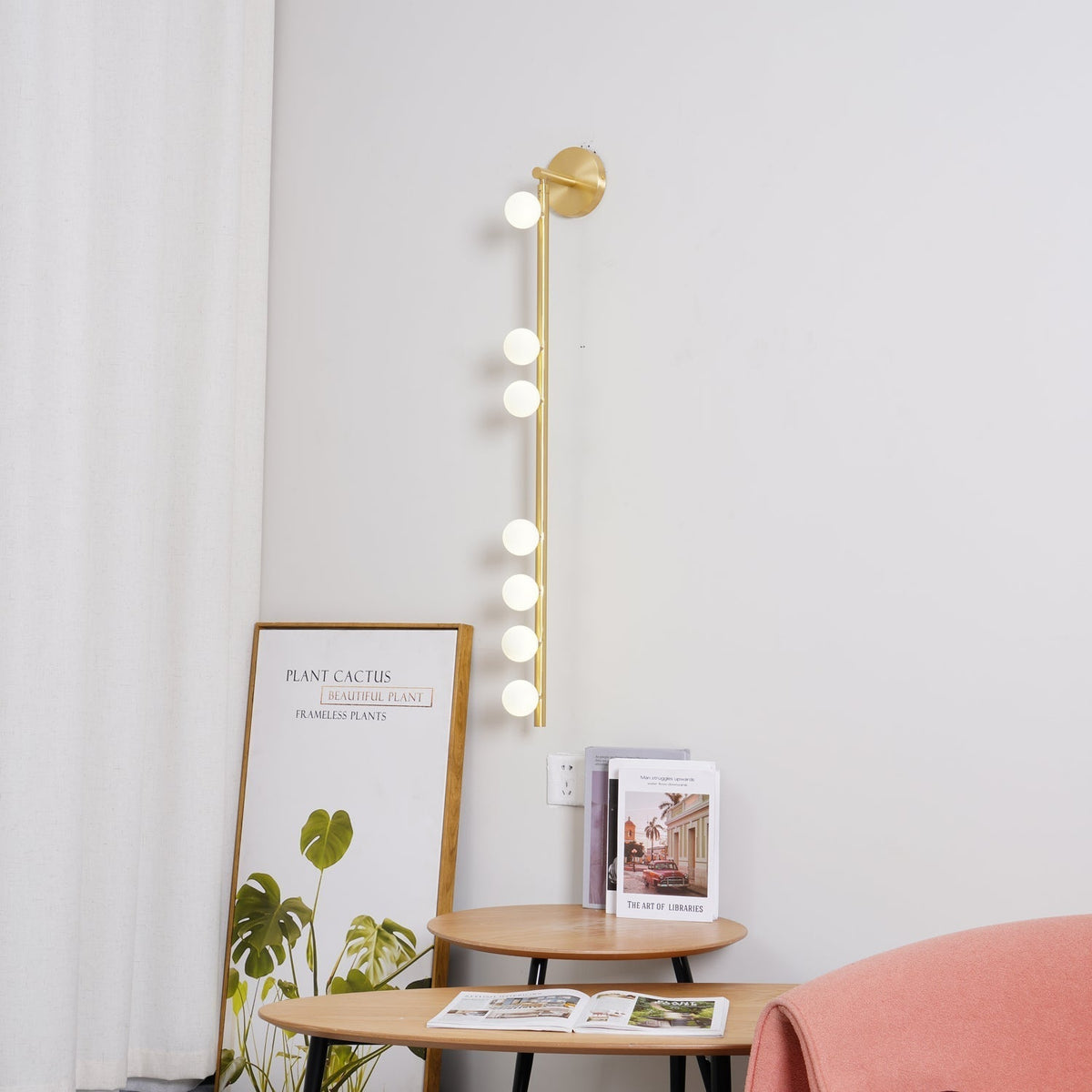 Pamela Tube met stekker messing glas wandlamp