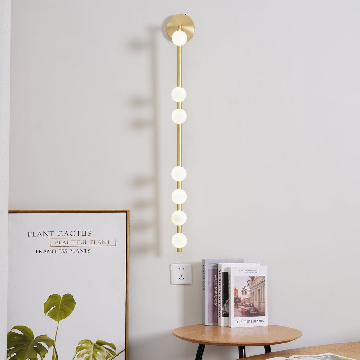 Pamela Tube met stekker messing glas wandlamp