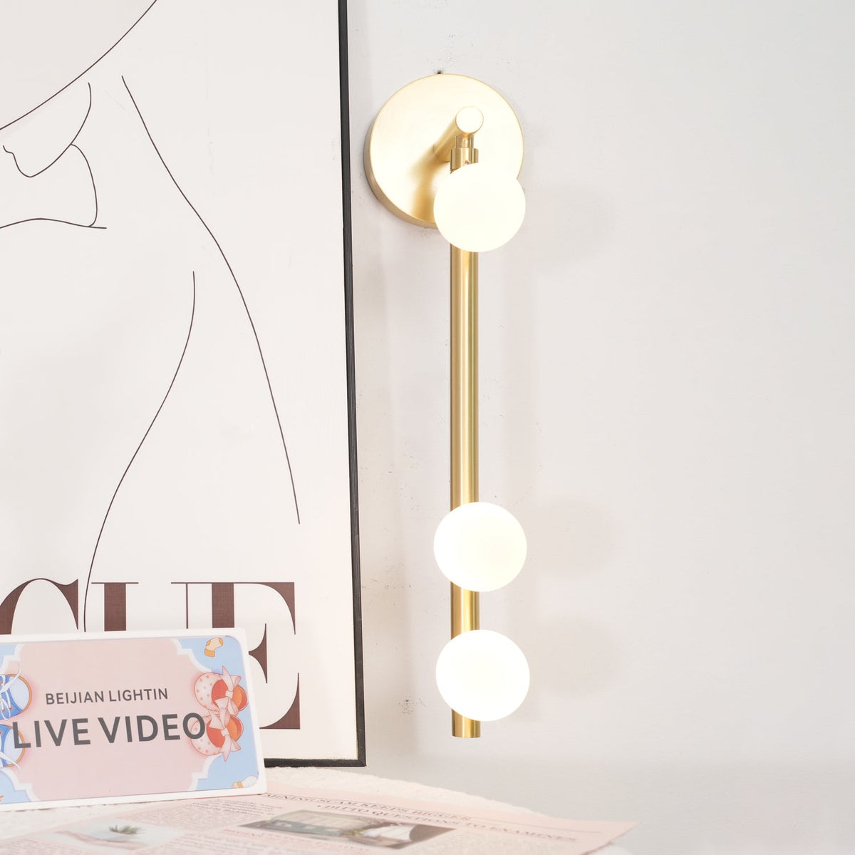 Pamela Tube met stekker messing glas wandlamp