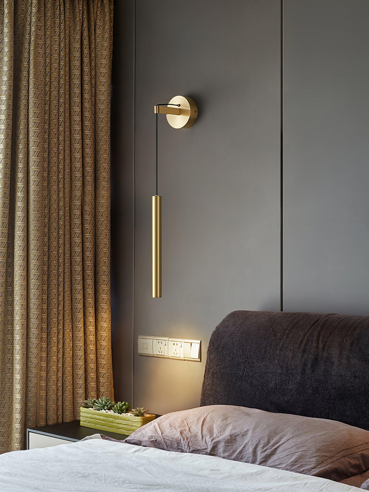 Loxley modern Minimalistisch Lijn Messing Wandlamp