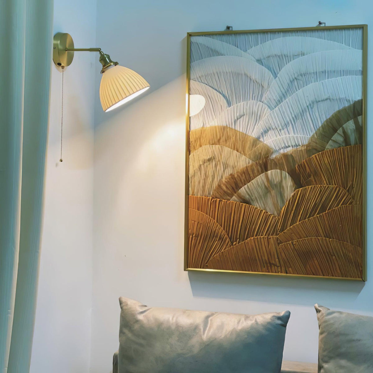 Oriiraria wandlamp Geplooid Keramiek messing