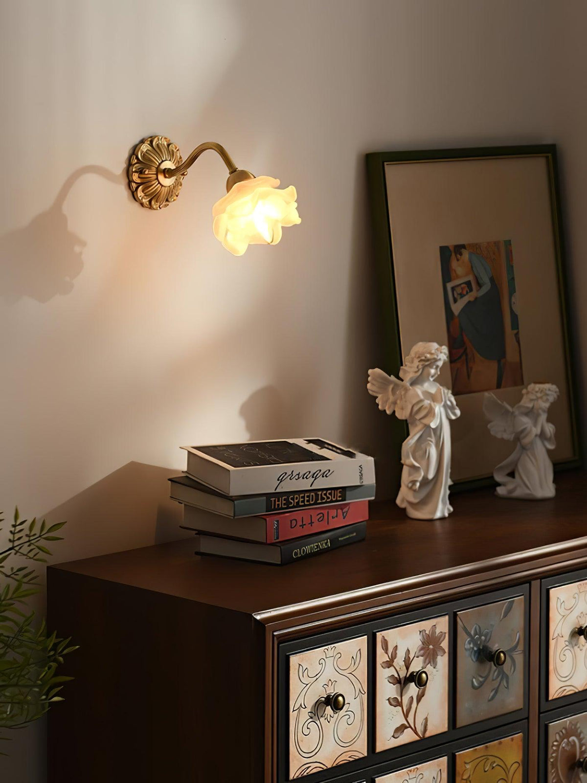 Palo wandlamp messing bloemmotief luxe