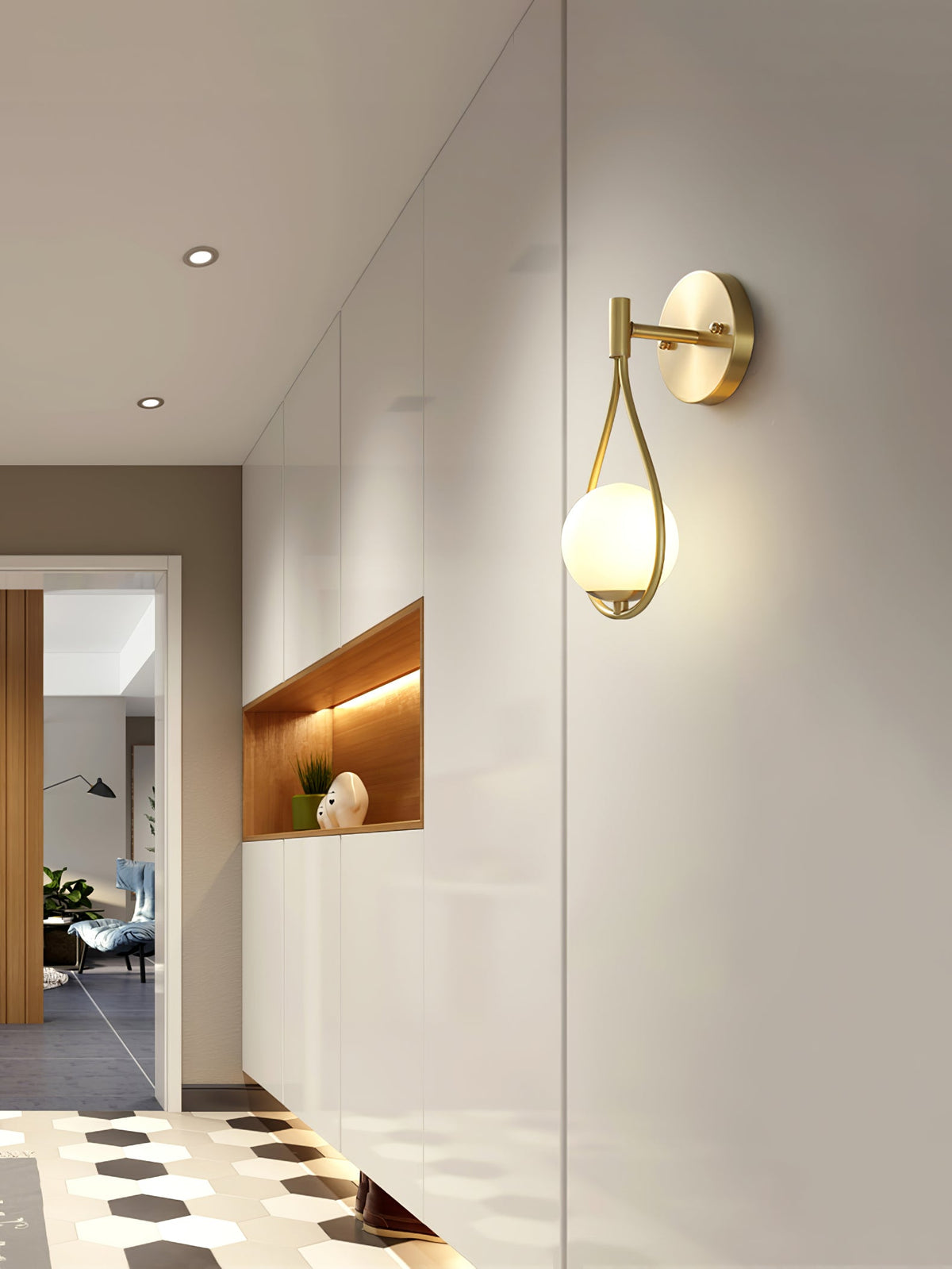 Eiralaya Moderne wandlamp van messing met glas in minimalistisch design