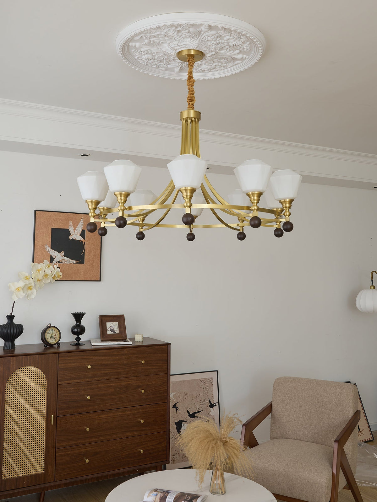 Nyraeyra Premium Noordse kunst messing hout kroonluchter