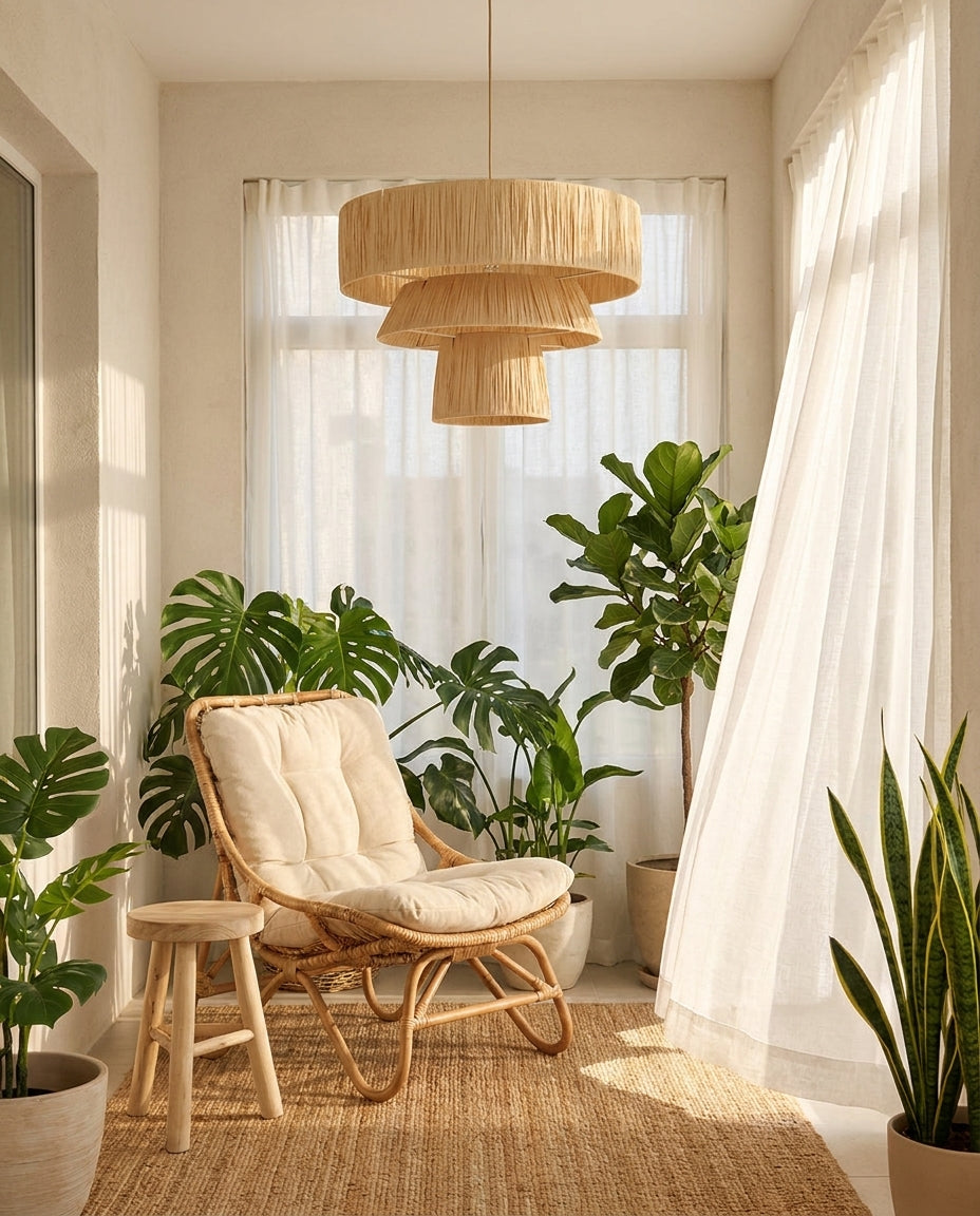 Caleise hanglamp met natuurlijke raffia