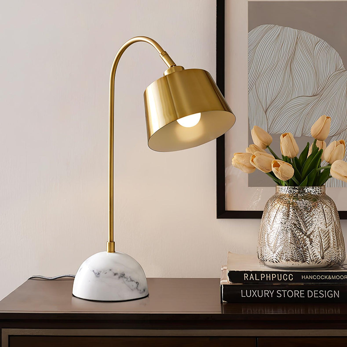 Caleo elegante tafellamp met marmeren voet
