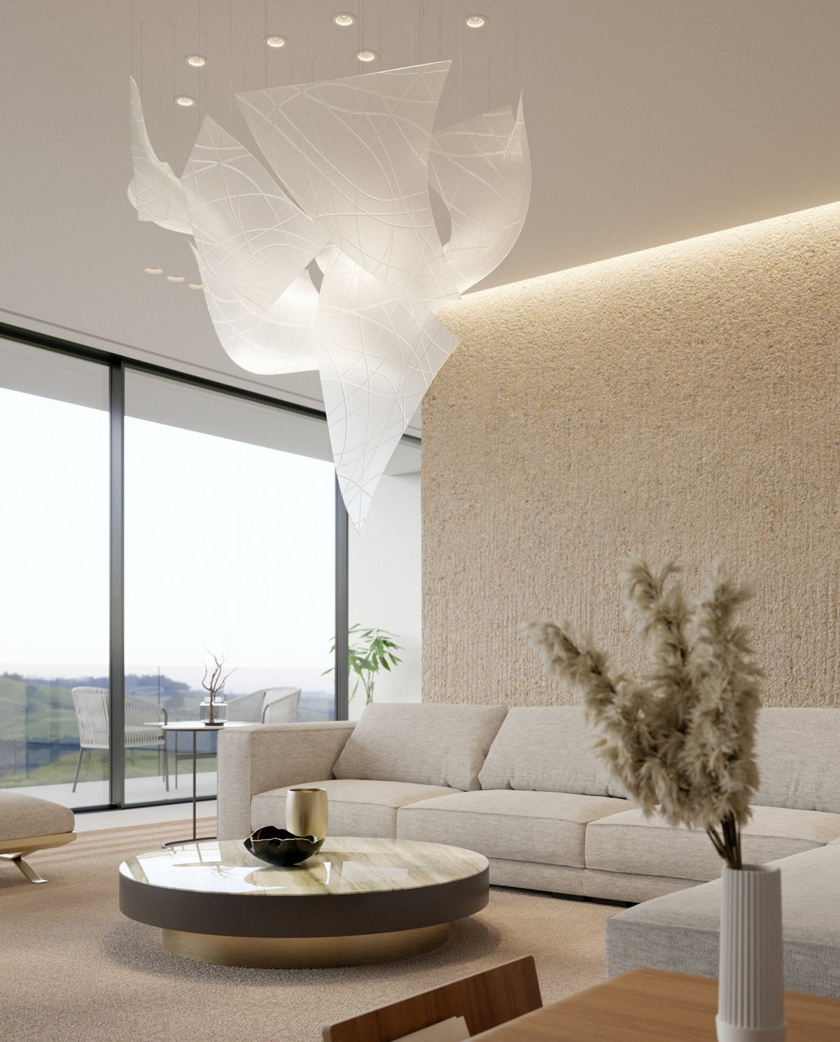 Alnoror sculpturale hanglamp met goudkleurige afwerking