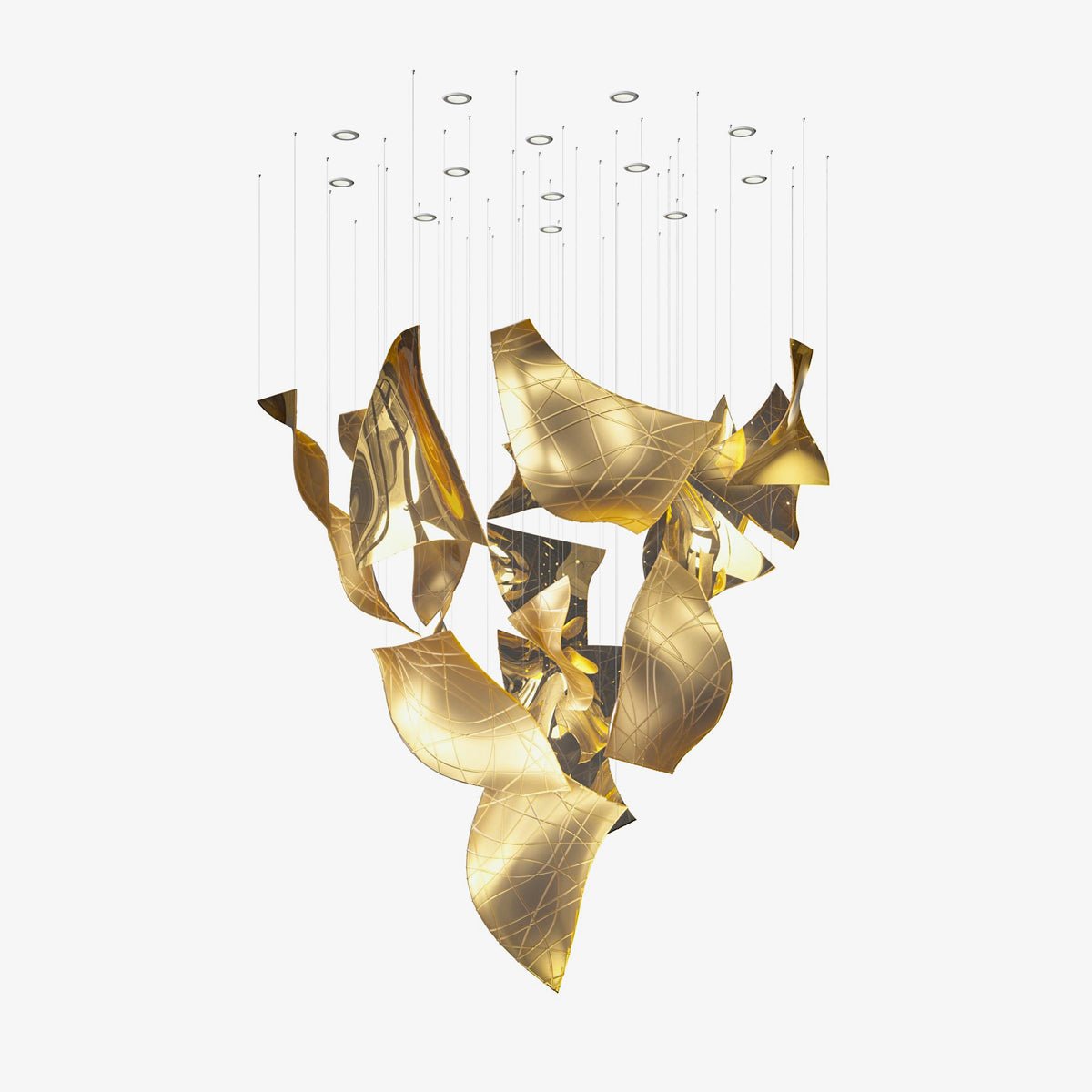 Alnoror sculpturale hanglamp met goudkleurige afwerking