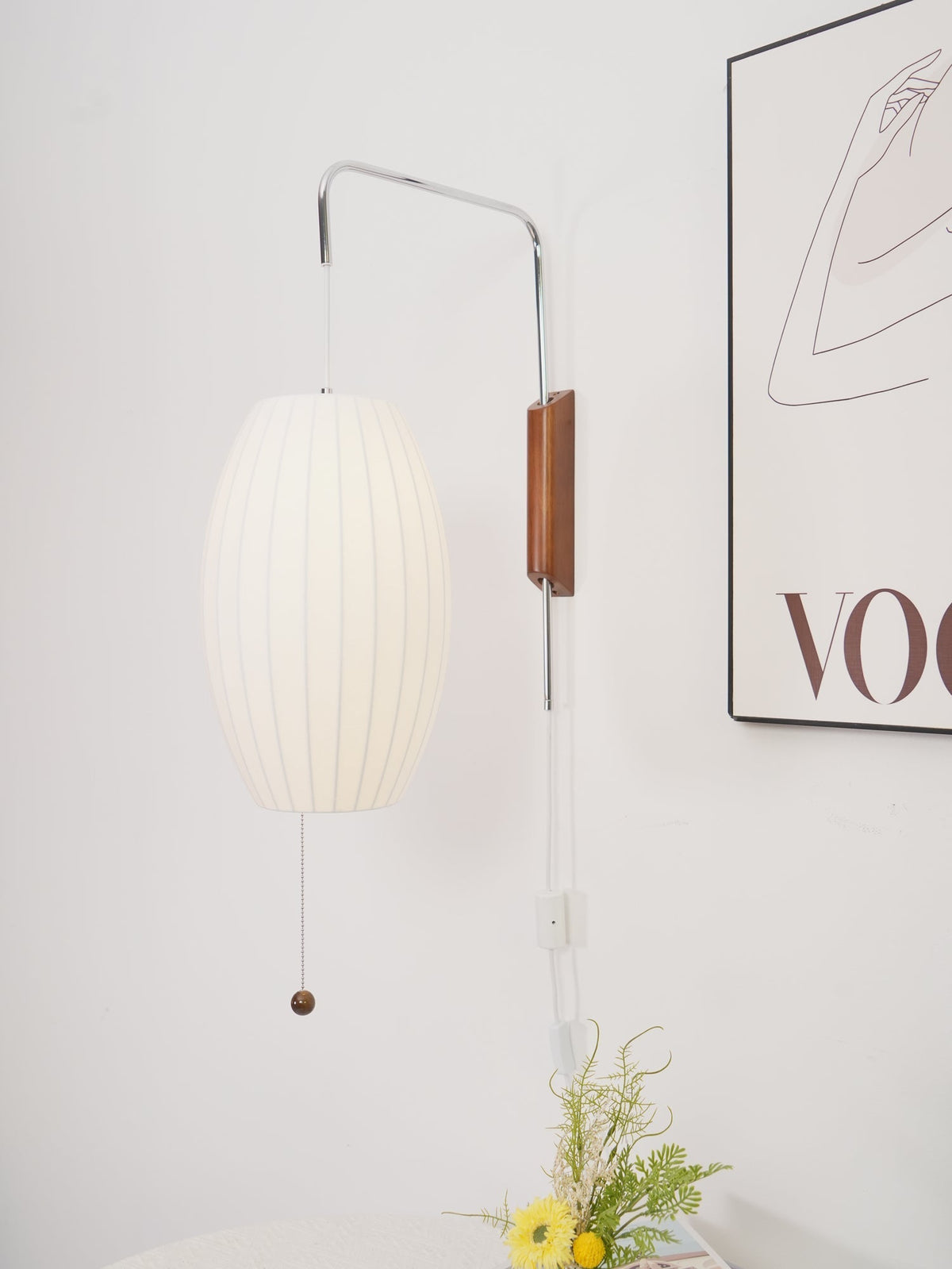 Aldinira wandlamp walnoot bal
