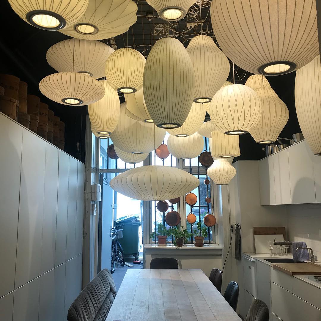 Bis hanglamp van zijde en staal