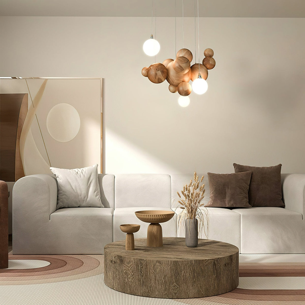 Elveraria Kroonluchter Hout & Acryl Bubbels Cluster