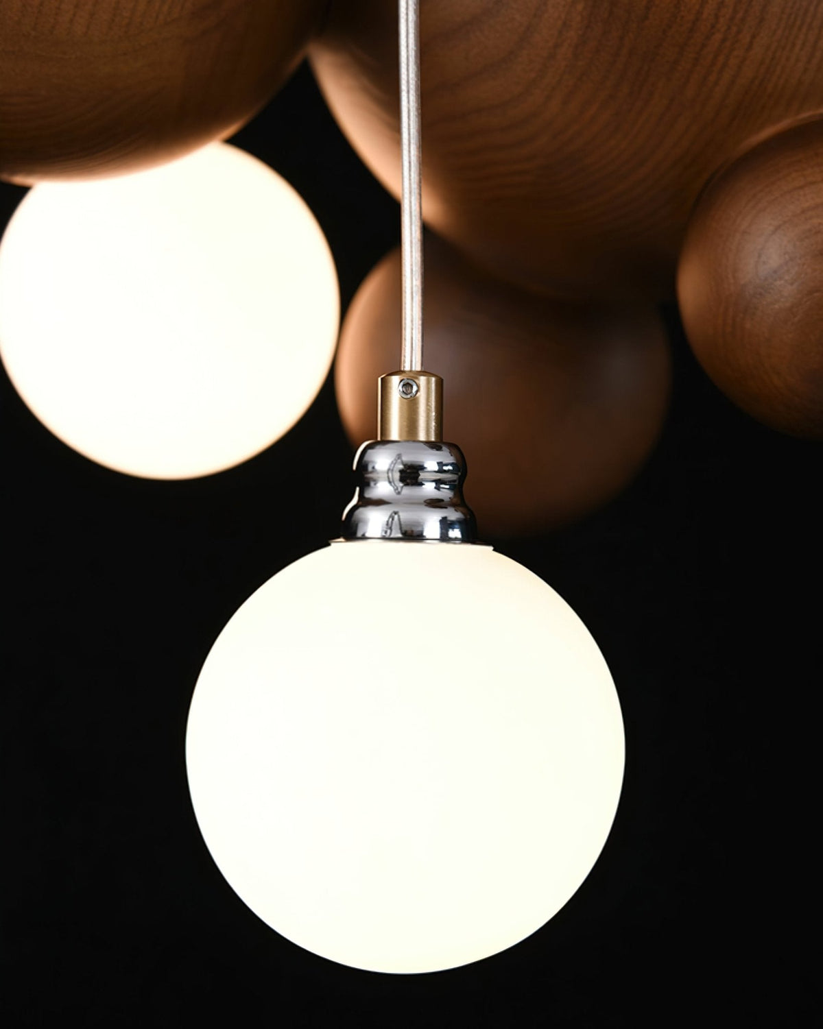 Elveraria Kroonluchter Hout & Acryl Bubbels Cluster