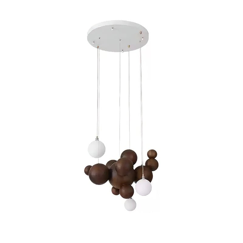 Elveraria Kroonluchter Hout & Acryl Bubbels Cluster