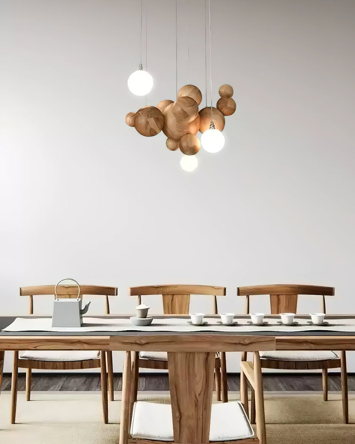 Elveraria Kroonluchter Hout & Acryl Bubbels Cluster