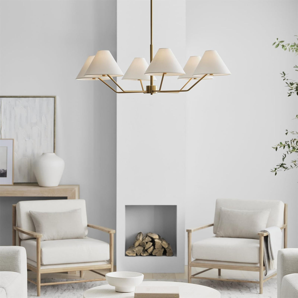 Kevenor Kroonluchter messing Stoffen Conische Lampenkappen Moderne