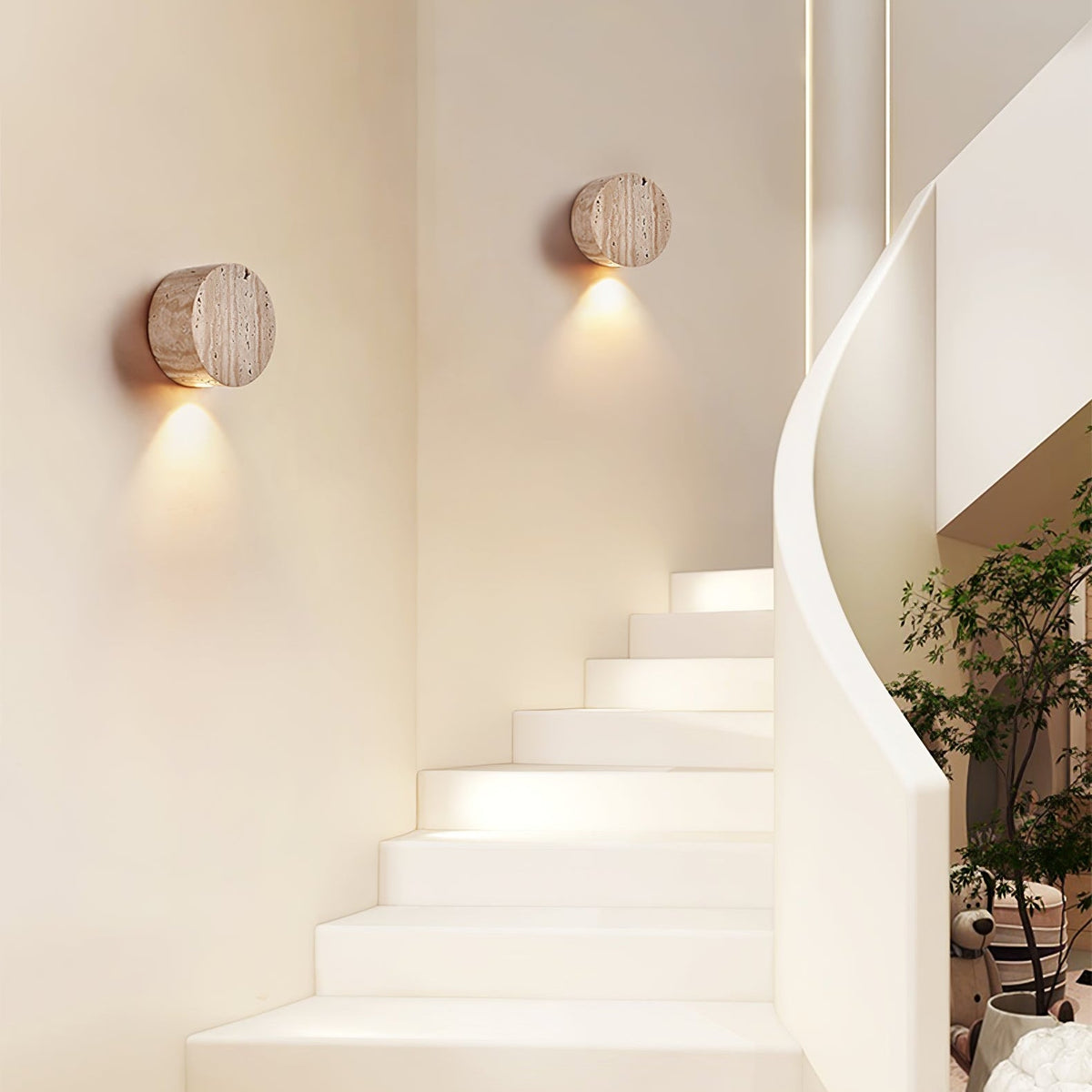 Jenthor wandlamp in geel travertin