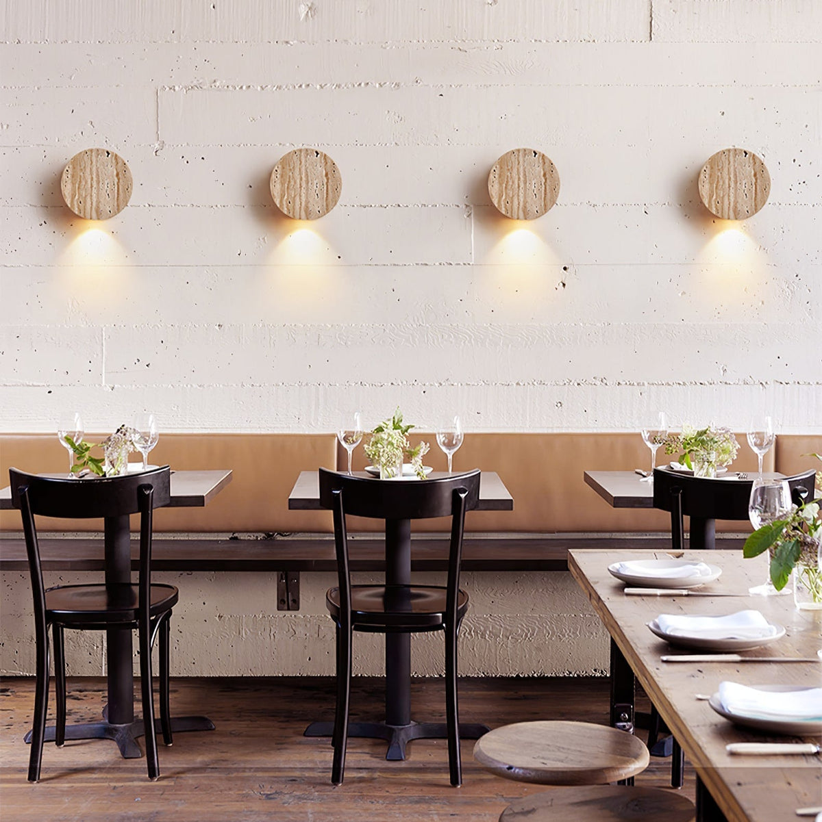 Jenthor wandlamp in geel travertin