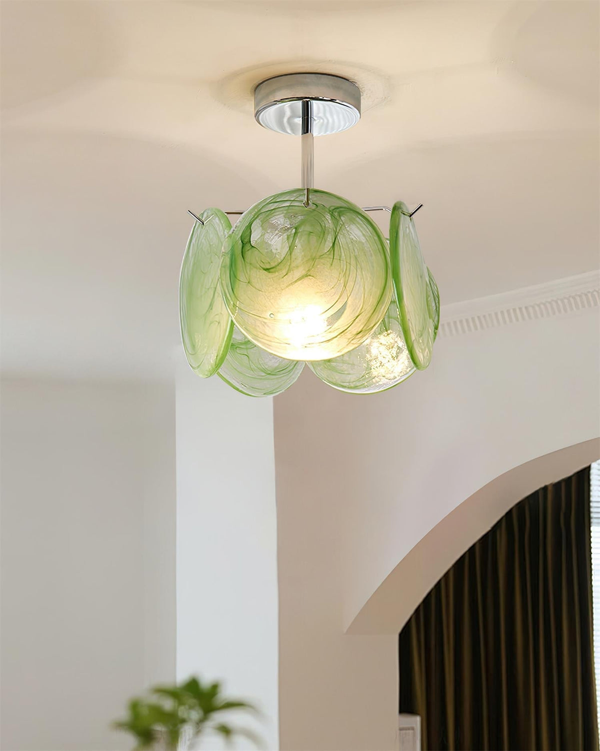 Lenira plafondlamp van glas blauw kunstglas modern