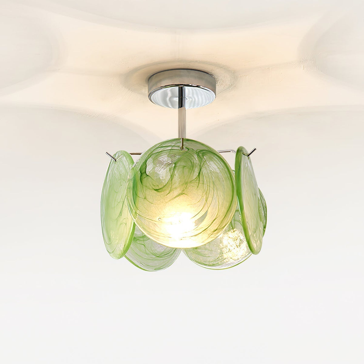 Lenira plafondlamp van glas blauw kunstglas modern