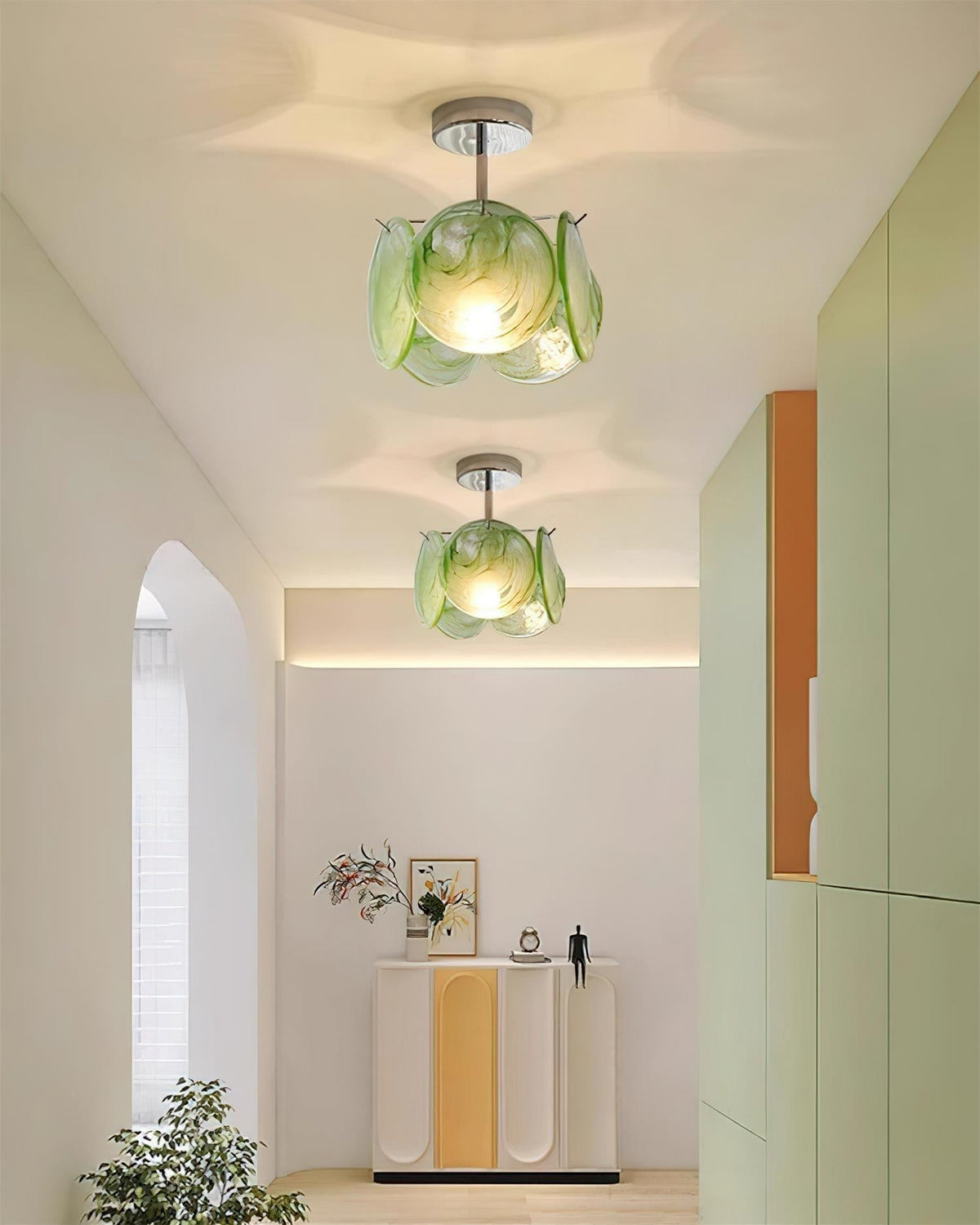 Lenira plafondlamp van glas blauw kunstglas modern