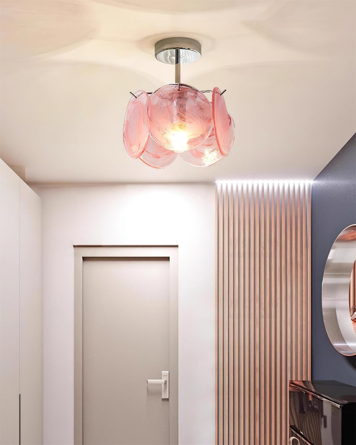 Lenira plafondlamp van glas blauw kunstglas modern