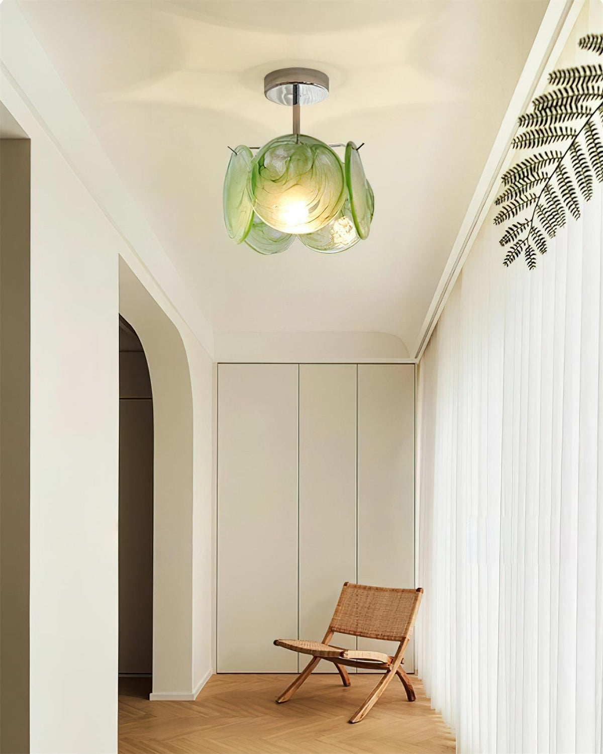 Lenira plafondlamp van glas blauw kunstglas modern