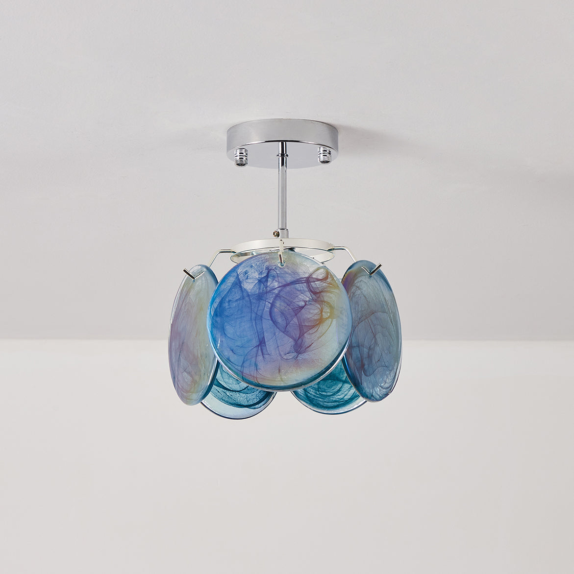 Lenira plafondlamp van glas blauw kunstglas modern