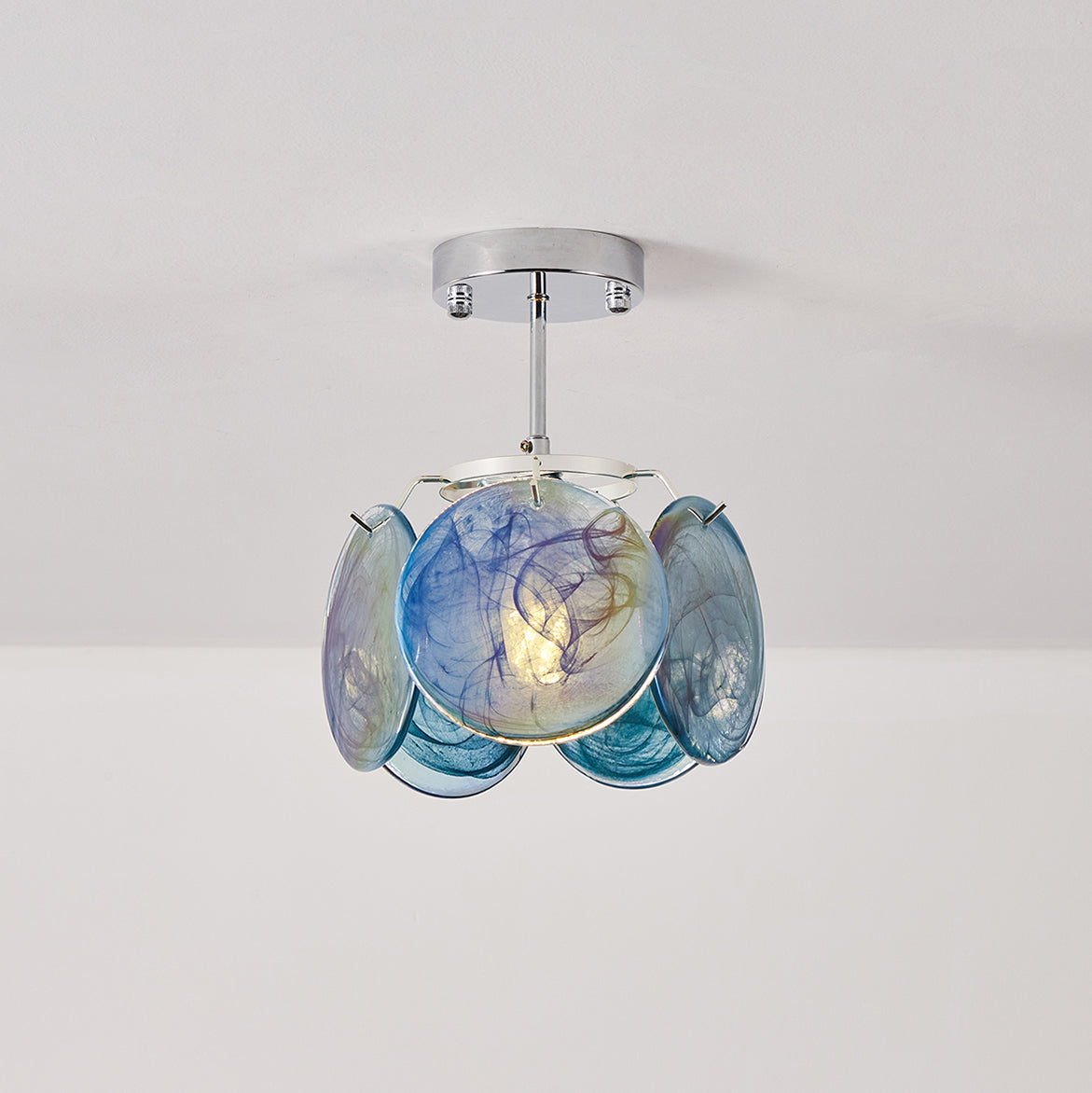 Lenira plafondlamp van glas blauw kunstglas modern