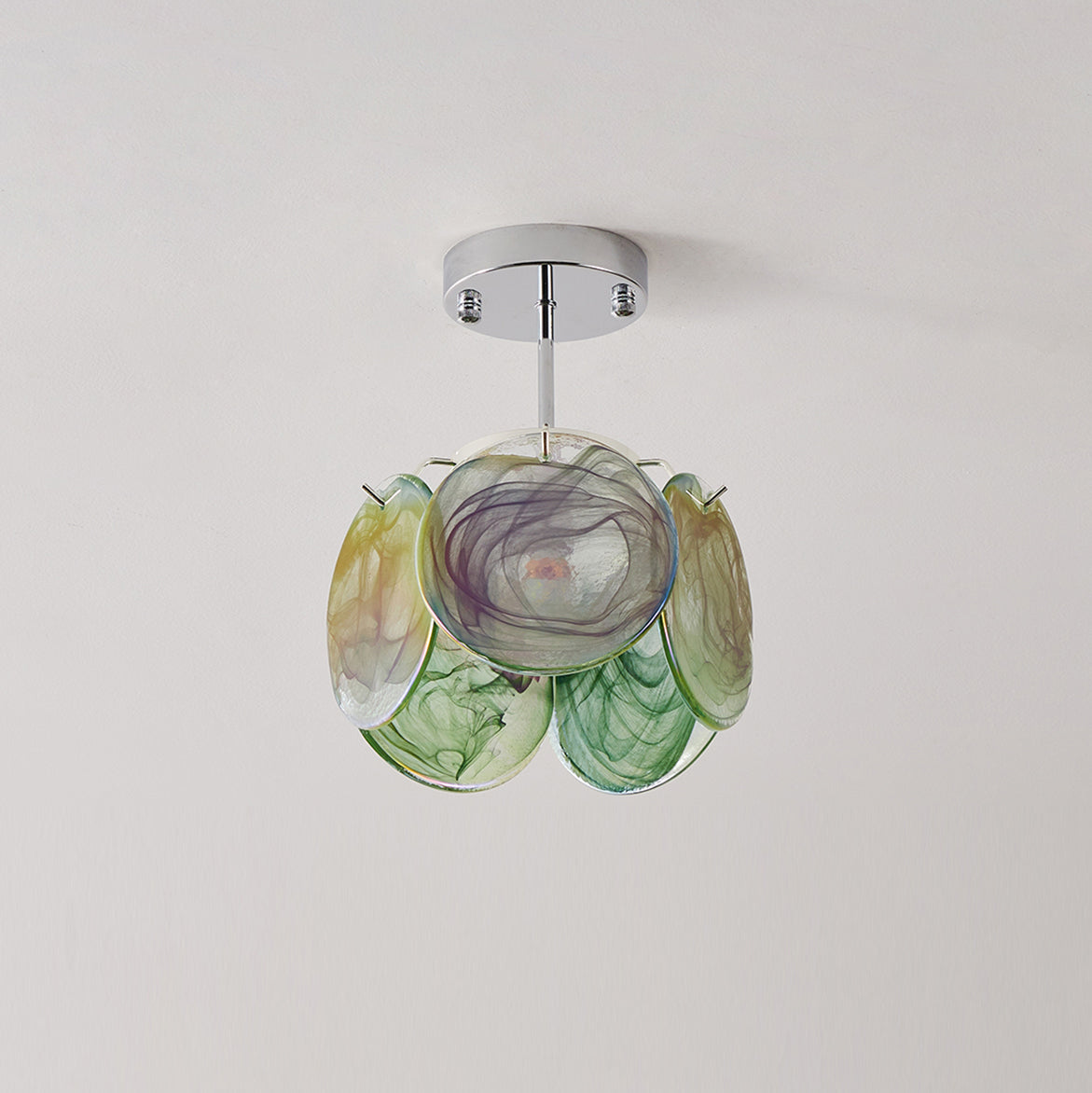 Lenira plafondlamp van glas blauw kunstglas modern