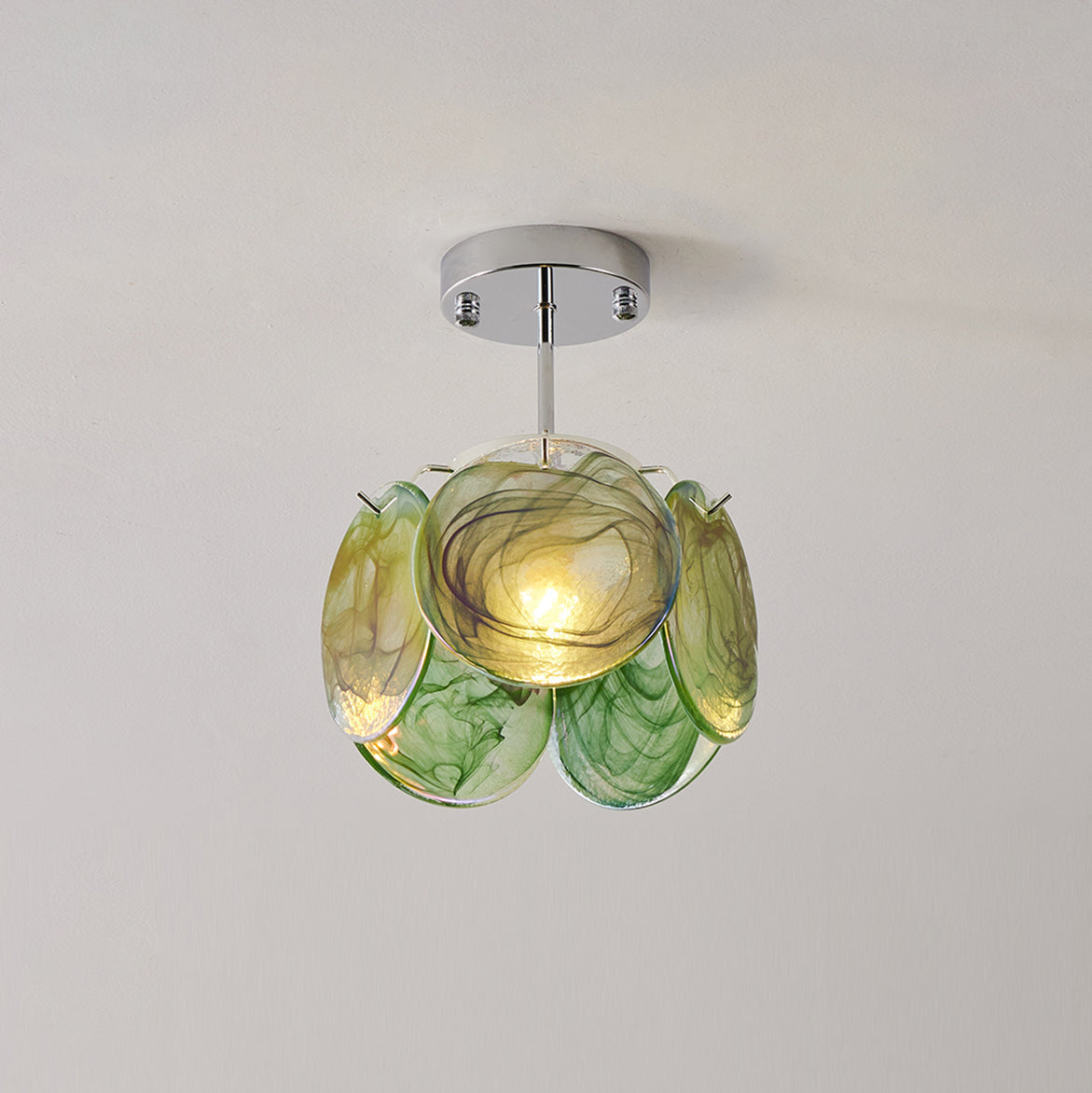 Lenira plafondlamp van glas blauw kunstglas modern