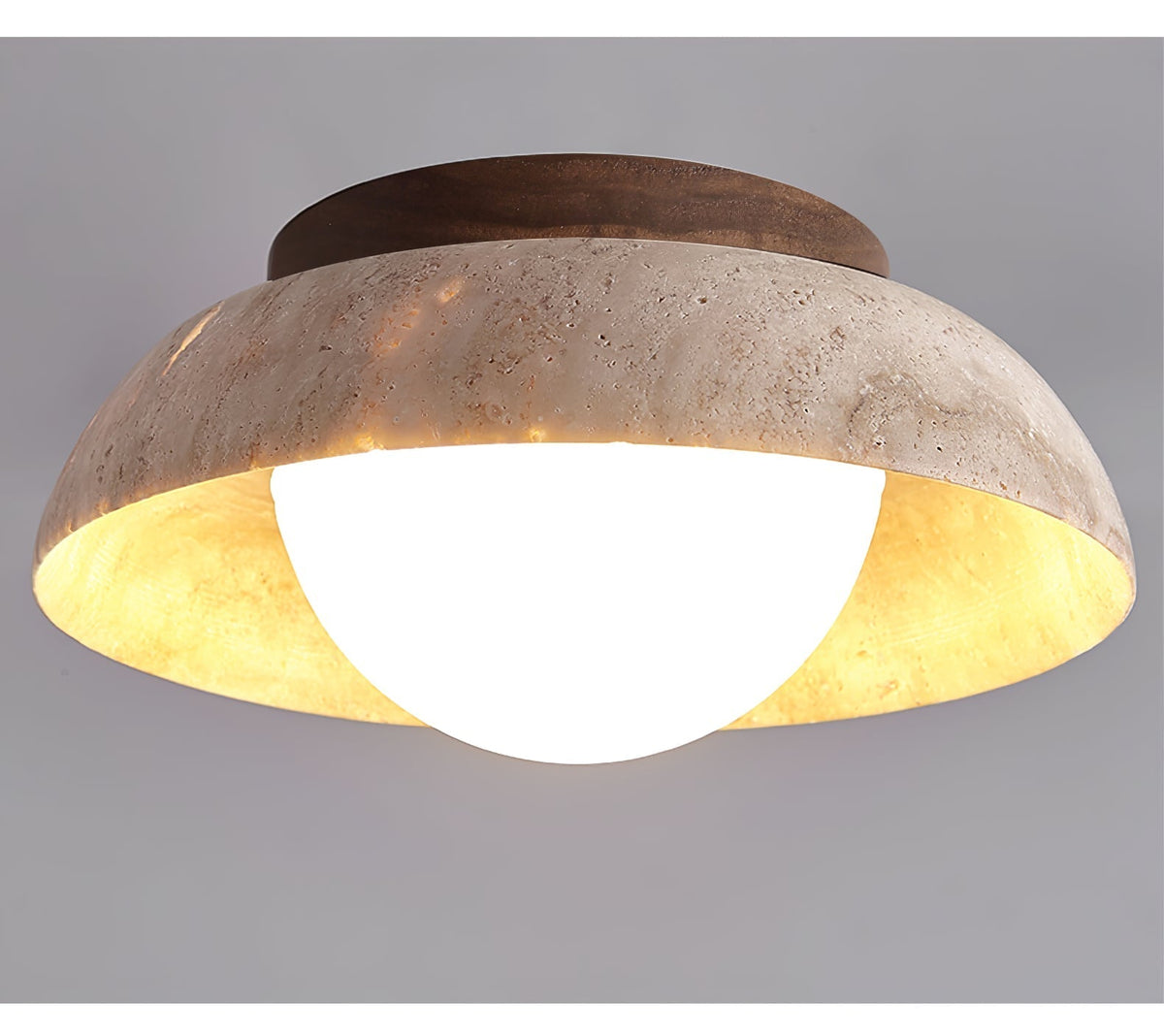 Anya Disc-koepelvormige travertin plafondlamp