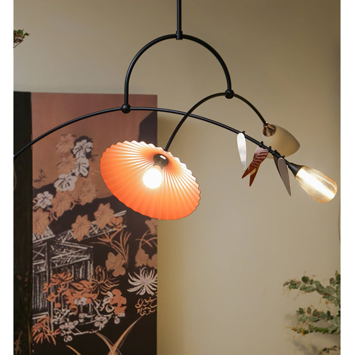 FloraCurv hanglamp met glas in oranje