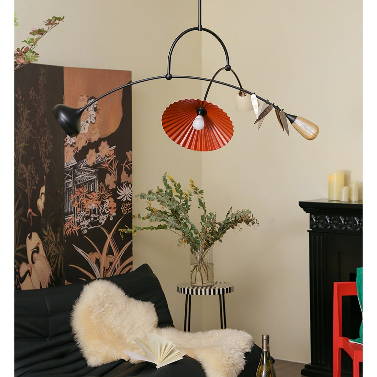 FloraCurv hanglamp met glas in oranje
