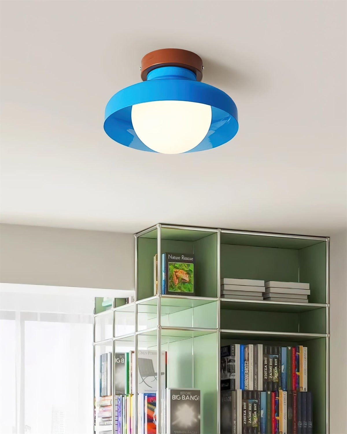 Valaneria blauwe plafondlamp met bolvormige kap