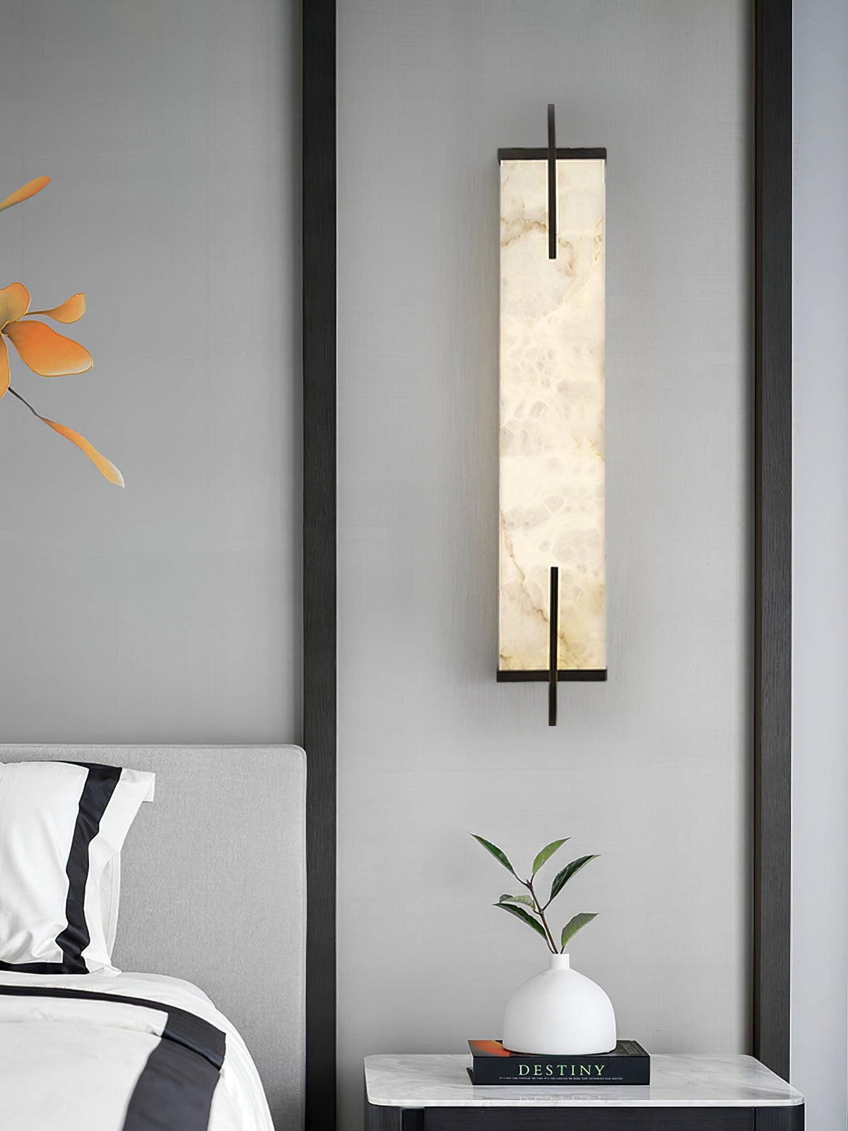 Komino rechthoekige wandlamp in albast