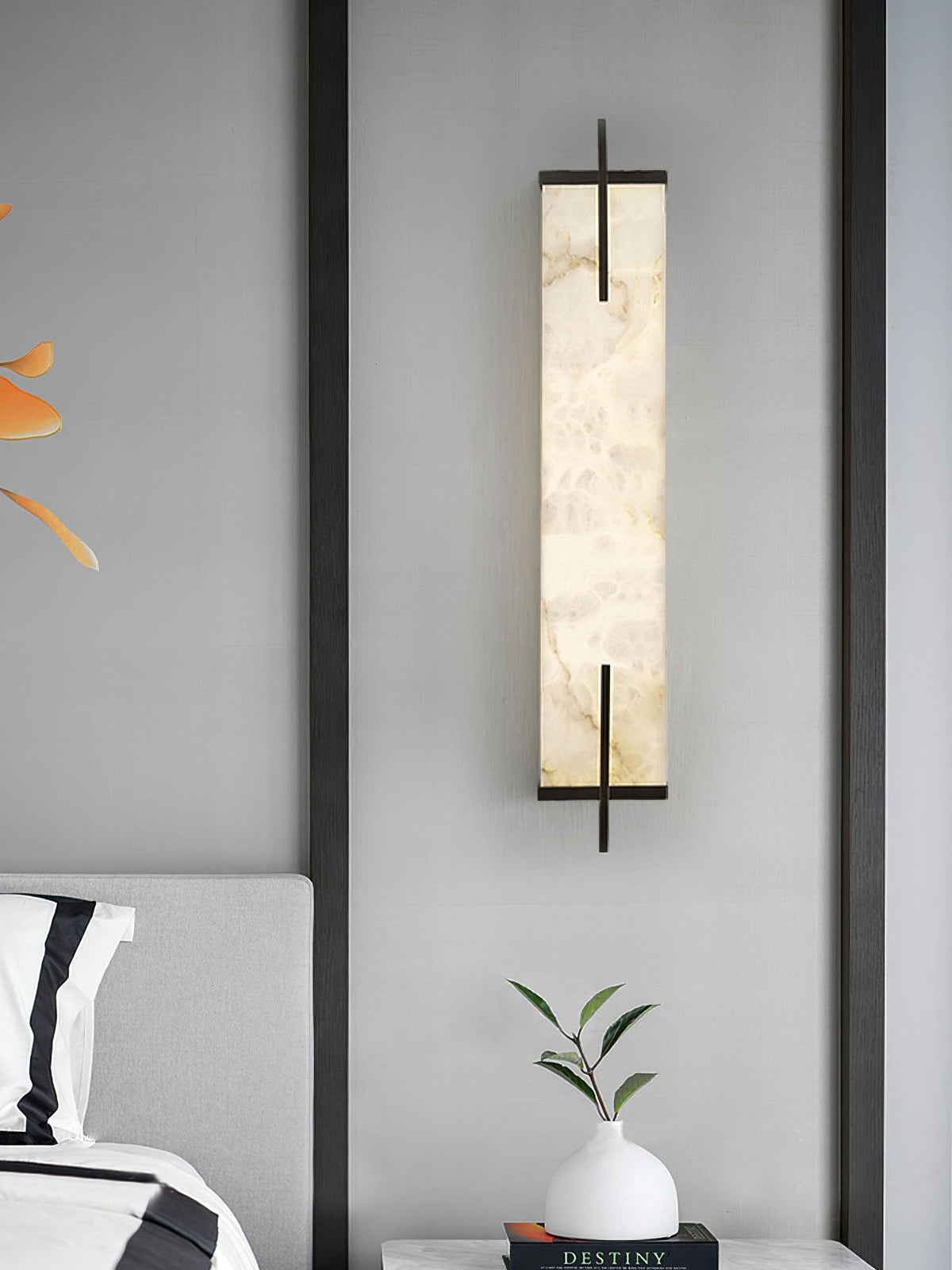 Komino rechthoekige wandlamp in albast