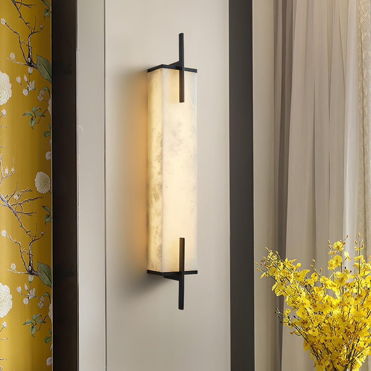 Komino rechthoekige wandlamp in albast