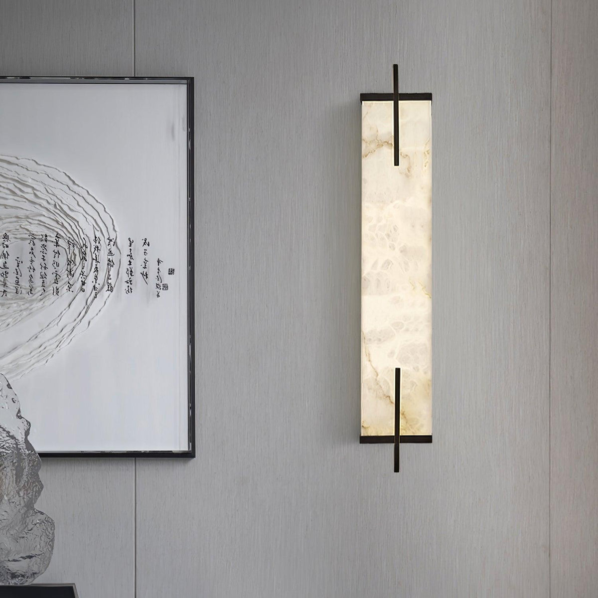 Komino rechthoekige wandlamp in albast