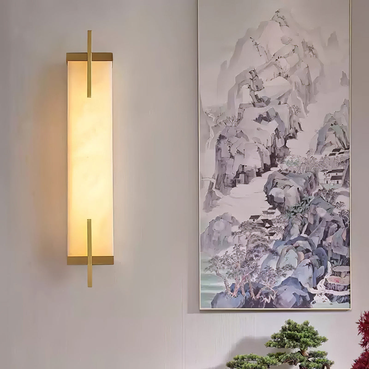 Komino rechthoekige wandlamp in albast