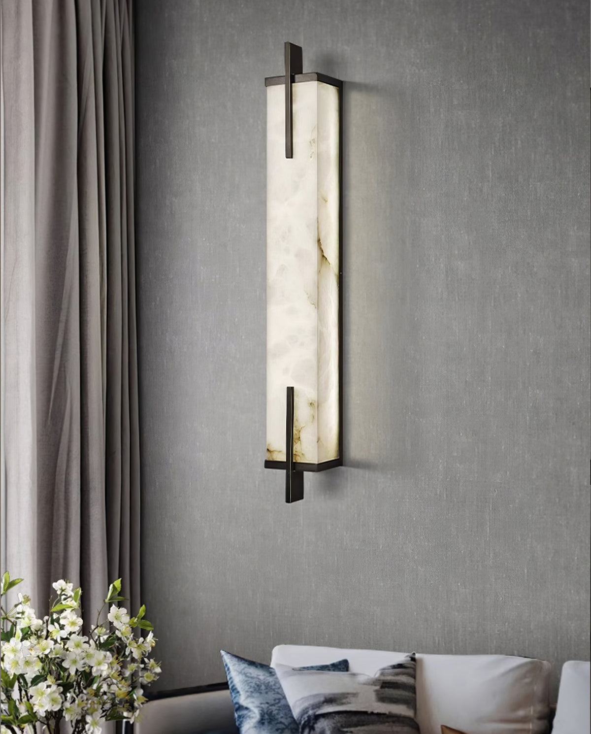 Komino rechthoekige wandlamp in albast