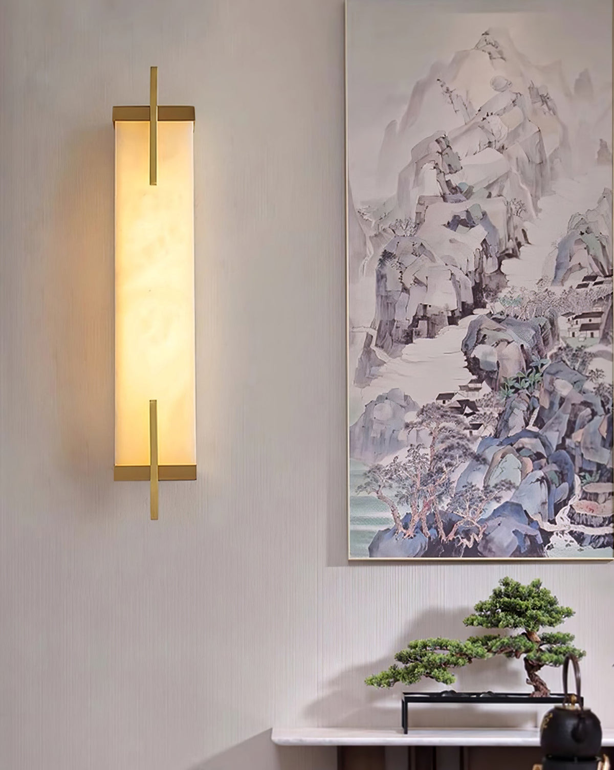 Komino rechthoekige wandlamp in albast